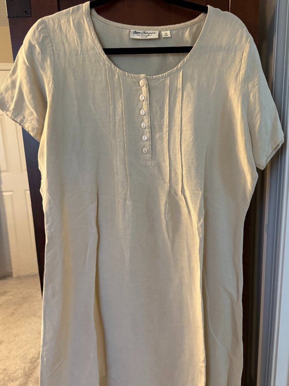 Beige Silk/Linen SS Dress by Norm Thompson sz 14
